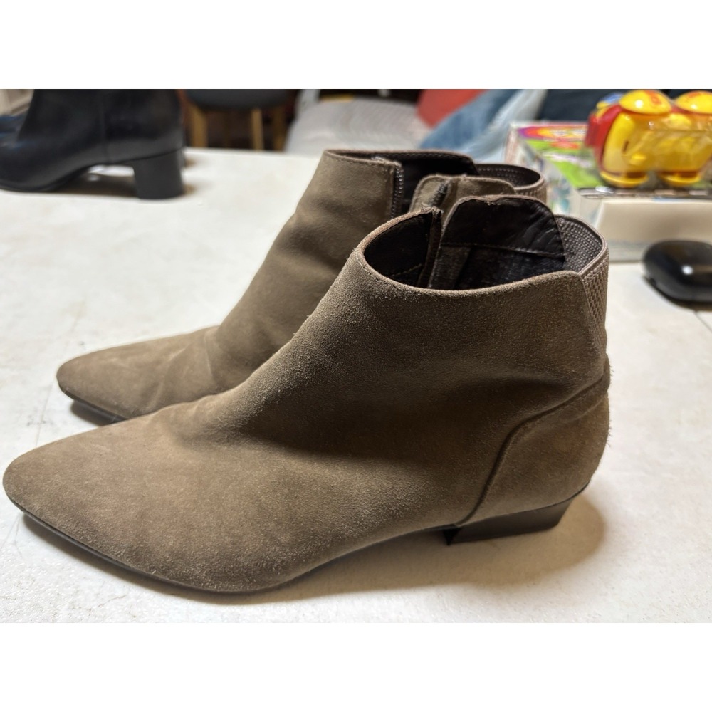 Aquatalia Boots Womens Size 10 Beige Franca Leather Ankle Side Zip Casual Italy